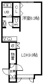 フレンドリーVA棟(1LDK/1階)の間取り写真