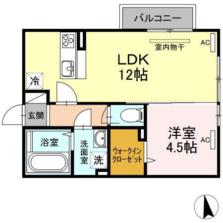 コンフォータス(1LDK/2階)の間取り写真