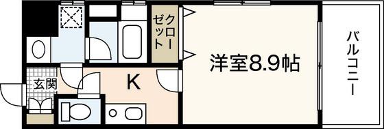 アイビースクエア寺町(1K/4階)の間取り写真