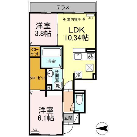 NKガーデン(2LDK/1階)の間取り写真