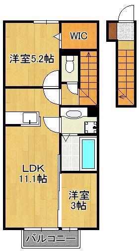 D-ROOM泉台A棟(2LDK/2階)の間取り写真