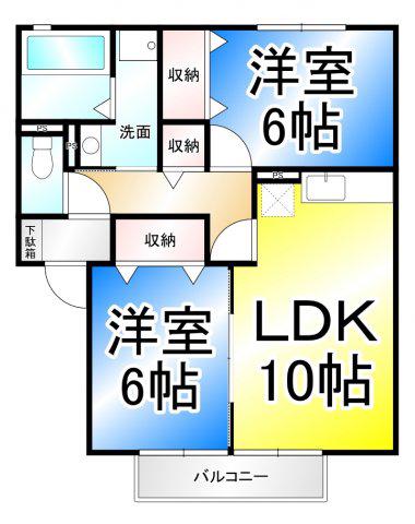 ウィルモア小柴見(2LDK/2階)の間取り写真