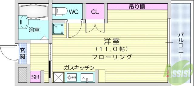 ロイヤルハイツ東八(ワンルーム/3階)の間取り写真