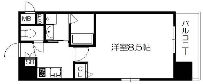 ベラジオ京都西院ウエストシティII(1K/6階)の間取り写真