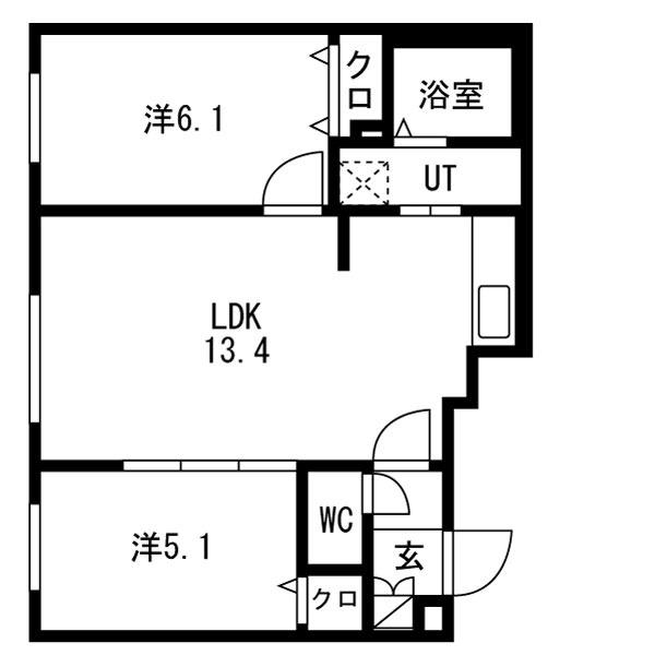 NOBLE CHARMANT元町(2LDK/3階)の間取り写真