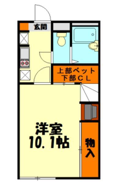 レオパレスWINGVALLEY(1K/2階)の間取り写真