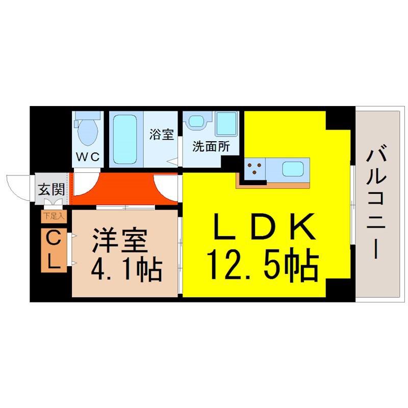 GRANDUKE新栄(1LDK/9階)の間取り写真