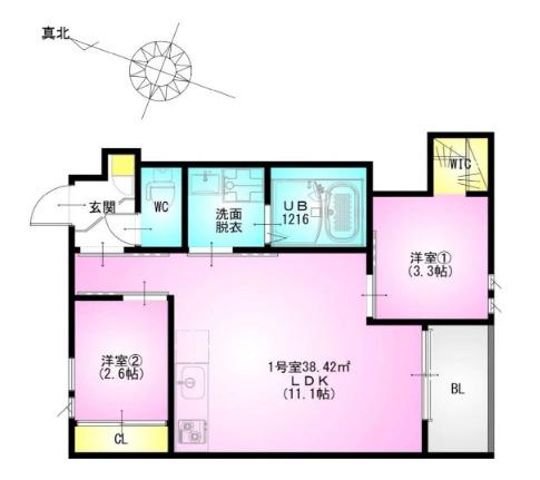 REGALEST KB 土呂駅前(2LDK/1階)の間取り写真