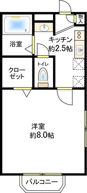 セレ本千葉(1K/2階)の間取り写真
