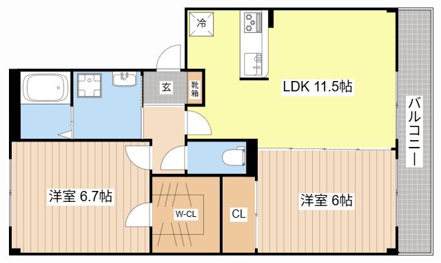 サンスマイル(2LDK/1階)の間取り写真