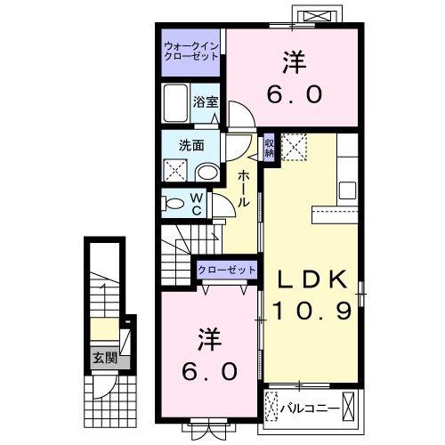 プランドールI(2LDK/2階)の間取り写真