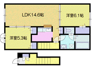ドリーム江別I(2LDK/2階)の間取り写真