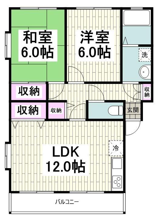 シーレックス津久井浜C(2LDK/1階)の間取り写真
