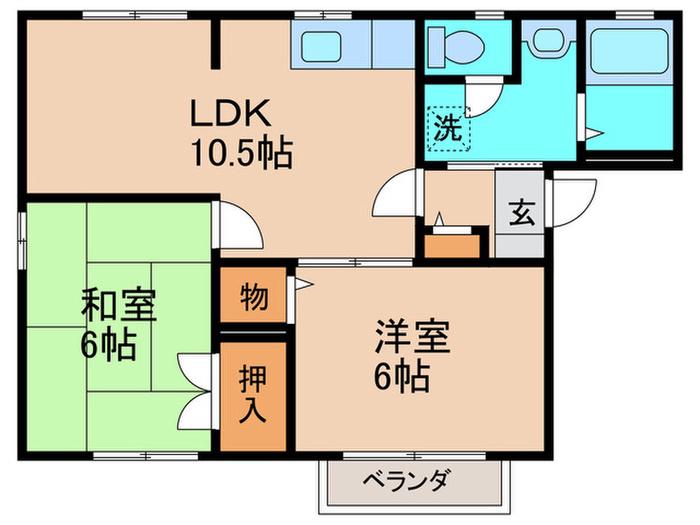 フレグランス高須南A(2LDK/2階)の間取り写真