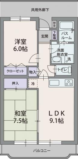 セレーノU(2LDK/3階)の間取り写真