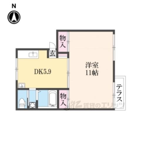 プレジール志楽(1DK/1階)の間取り写真