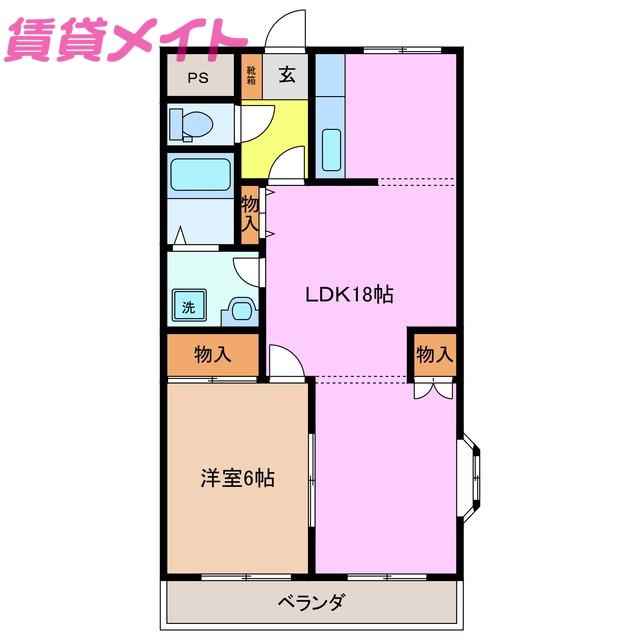 ロイヤルヒルズ21(2LDK/2階)の間取り写真