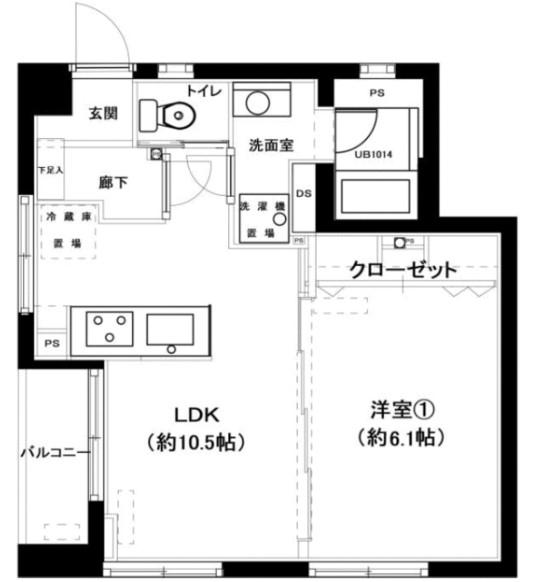 横浜ハイツ(1LDK/5階)の間取り写真