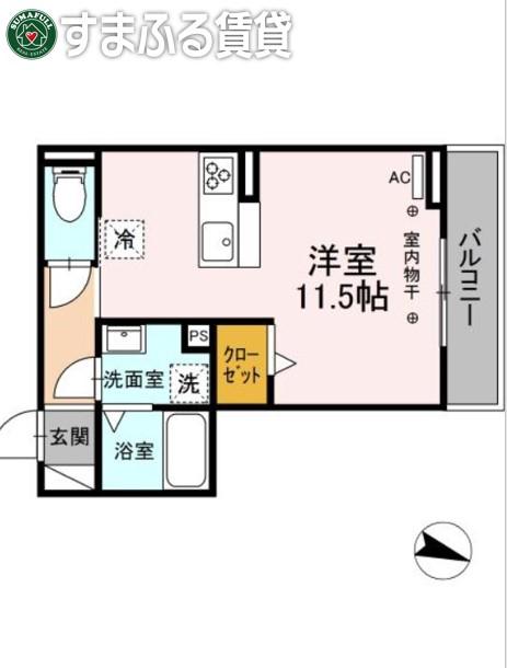 GRAND D-ROOM上重原(ワンルーム/2階)の間取り写真