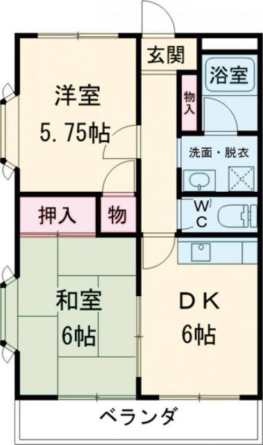 ライトオブハシモト(2DK/2階)の間取り写真