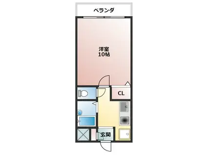 暁21うえきI号館(1K/2階)の間取り写真