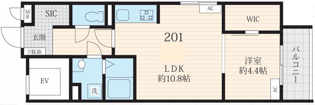 フォセット深沢(1LDK/2階)の間取り写真