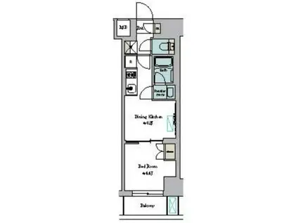BRILLIA IST 門前仲町(1DK/3階)の間取り写真