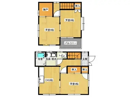 山崎アパート(3SDK/1階)の間取り写真