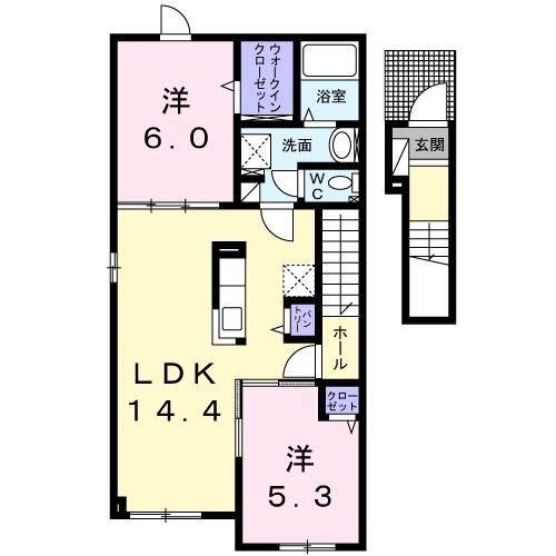 BLESS千歳C(2LDK/2階)の間取り写真
