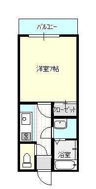 クローバーハウスII(1K/1階)の間取り写真