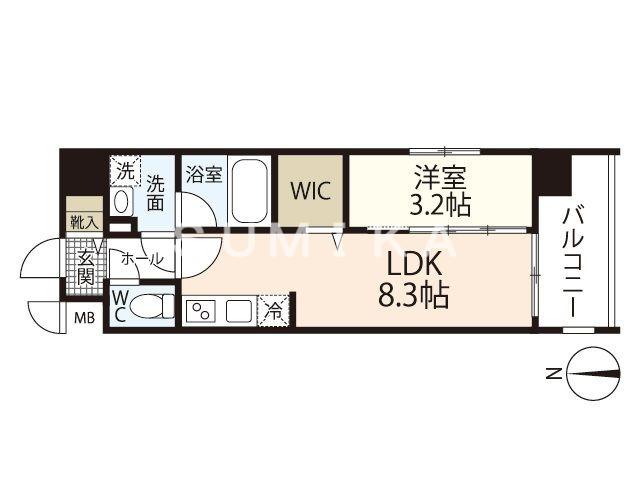 レジデンスカープ南中央町(1LDK/3階)の間取り写真