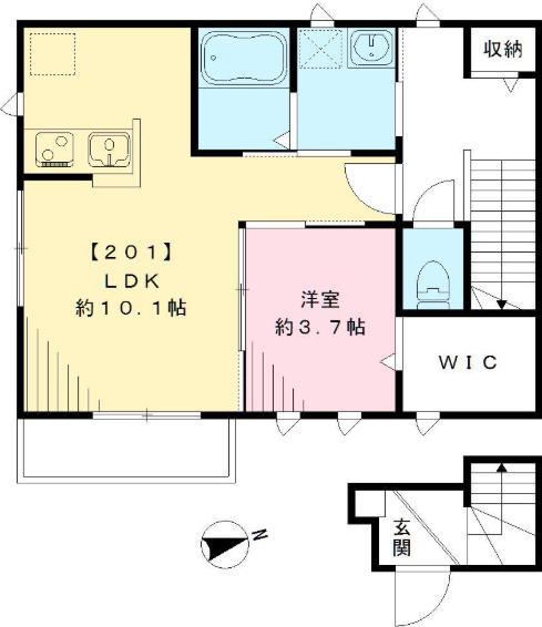 パーシモン(1LDK/2階)の間取り写真