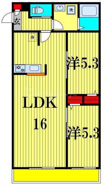 シエーナ北小金I(2LDK/1階)の間取り写真