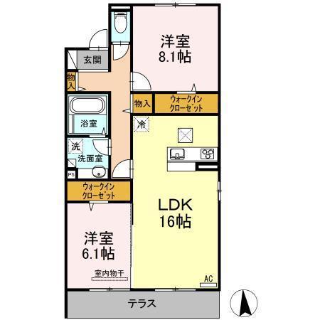 ブレインーゾーンII(2LDK/1階)の間取り写真