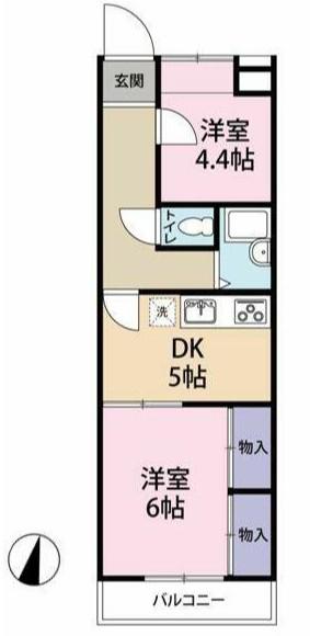 メゾンオカダ(2DK/2階)の間取り写真