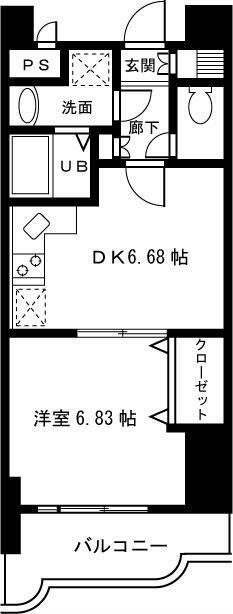 ウィステリア白鷺(1DK/3階)の間取り写真