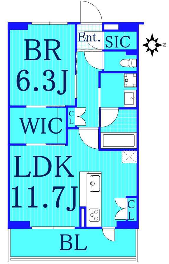 フロール元住吉 2番館(1LDK/1階)の間取り写真
