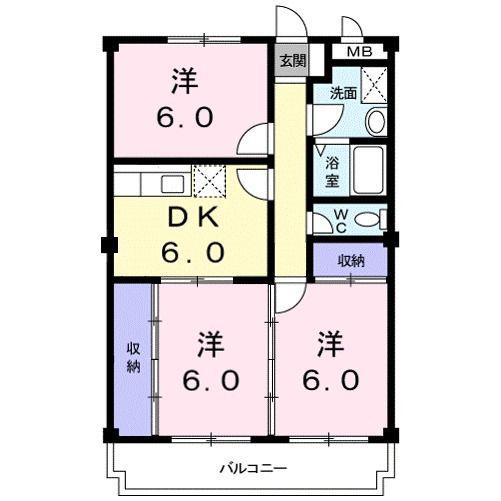 ラコニアGK(3DK/1階)の間取り写真