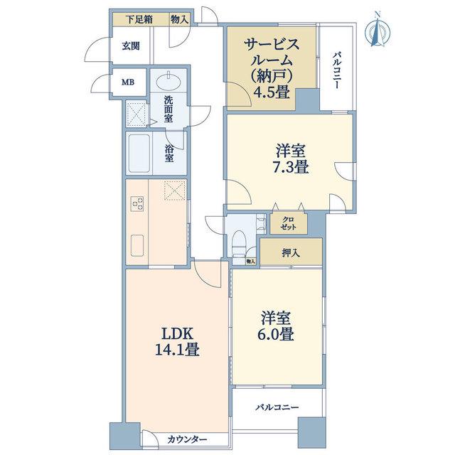 グラシオーズ芦刈山(2SLDK/3階)の間取り写真