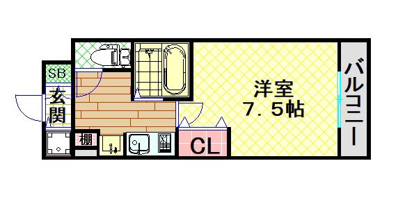 ジュネーゼ・グラン心斎橋東(1K/8階)の間取り写真