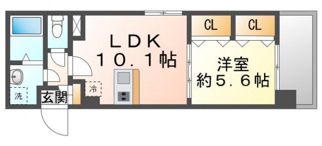 ノルデンハイム江坂II(1LDK/10階)の間取り写真