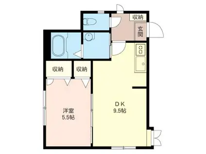 コートR(1DK/1階)の間取り写真