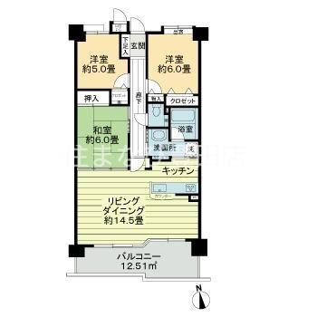 ライオンズマンション三好ヶ丘(3LDK/2階)の間取り写真