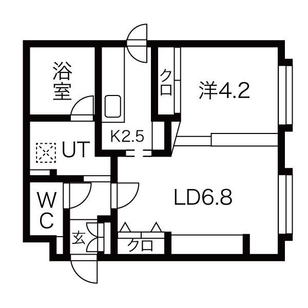 ノースクレイン(1LDK/1階)の間取り写真
