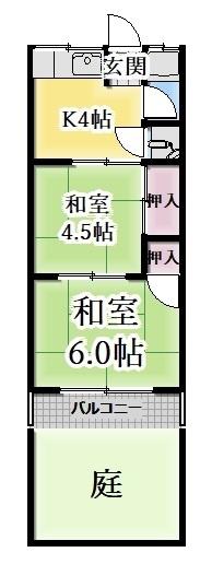 清和荘(2K/1階)の間取り写真