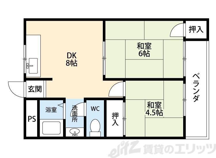メゾン富田(2DK/1階)の間取り写真