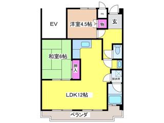 南部マンション(2LDK/5階)の間取り写真