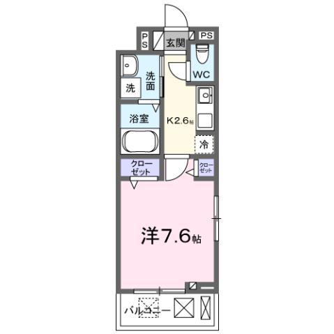 ヒカルサ堺市文珠橋通I(1K/2階)の間取り写真