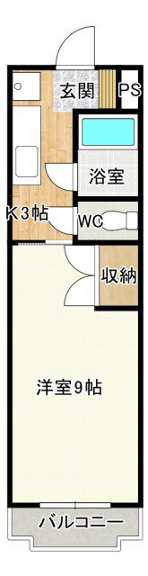 マンションKASUGA(1DK/2階)の間取り写真