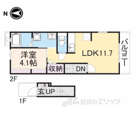 プロミネントⅡ(1LDK/2階)の間取り写真